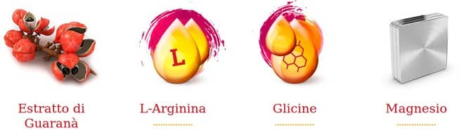 Ingredienti guarana larginine glicine magnesio